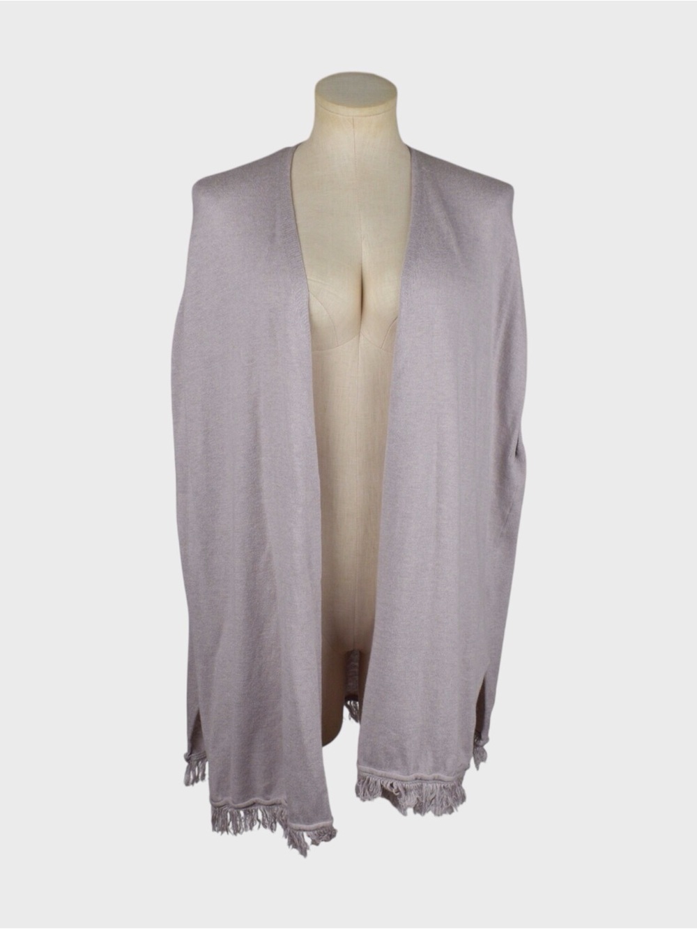 Universal Thread Fringe Trim Open Front Ruana Sweater